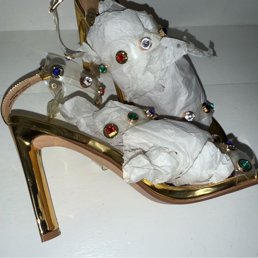 Gold Embellished Women's Heels